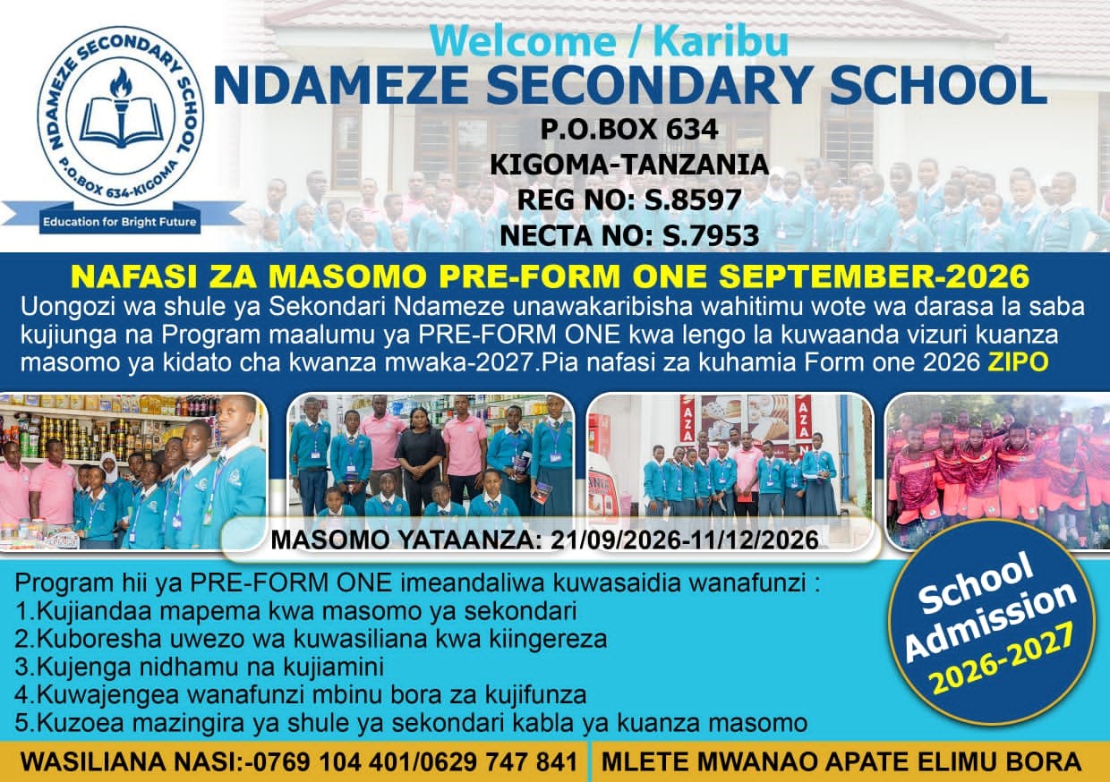 NDAMEZE SECONDARY SCHOOL Admission Poster 2026